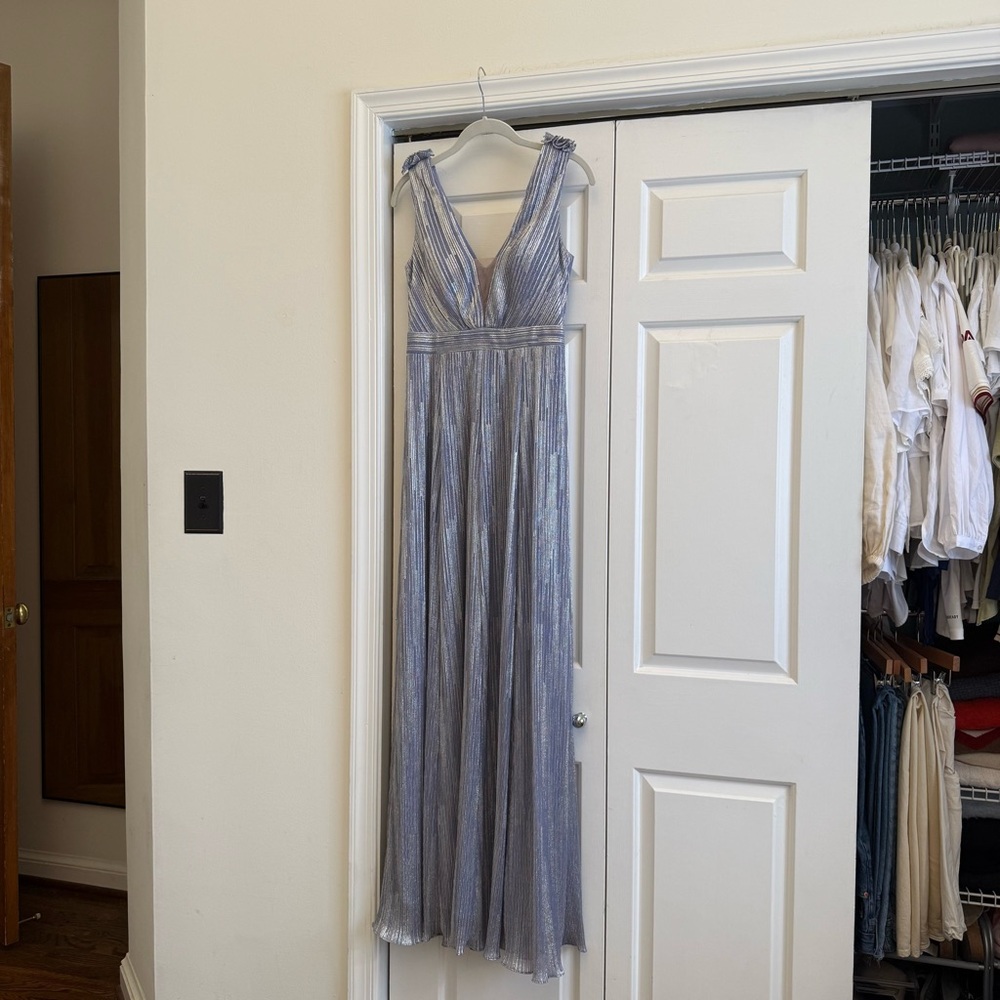 XSCAPE Metallic Light Lavender Evening Dress